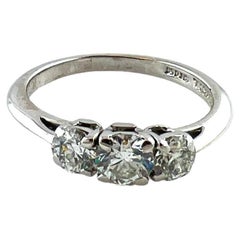 Tiffany & Co. Platinum 3 Round Brilliant Diamond Engagement Ring .75cts #15409