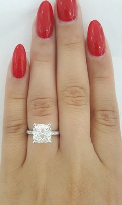 Tiffany & Co. Platinum 3.18 ct Cushion Cut Diamond Engagement Ring