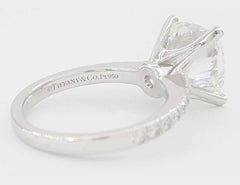 Tiffany & Co. Platinum 3.18 ct Cushion Cut Diamond Engagement Ring