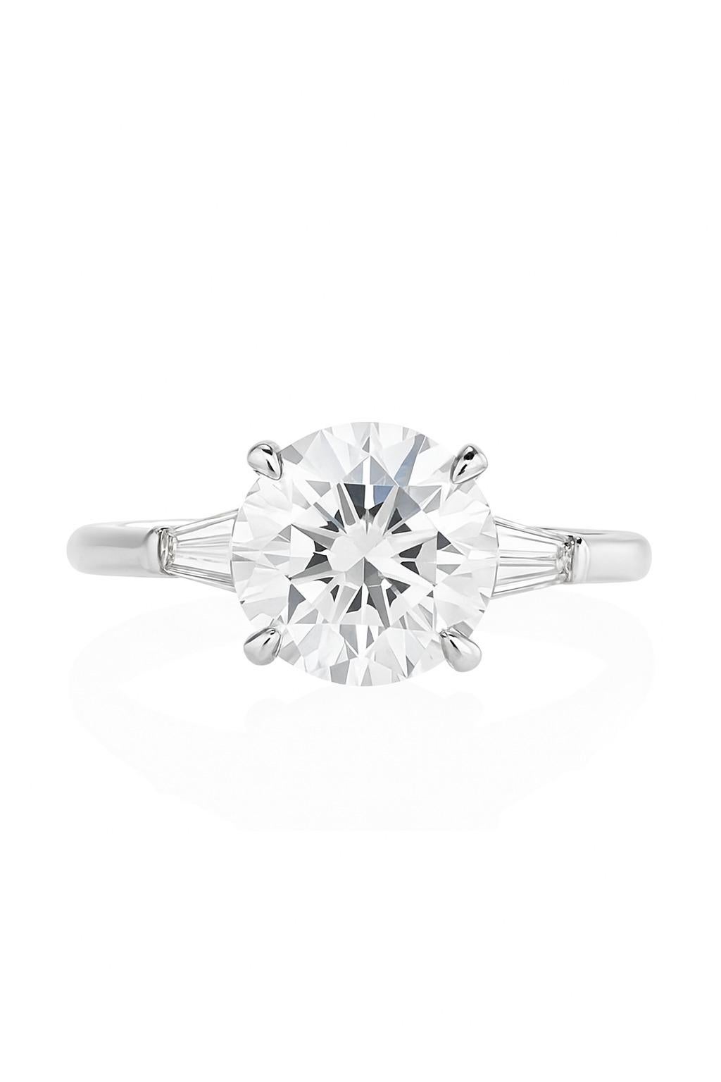 Taille ronde Tiffany & Co. Bague de fiançailles en platine 3.20 carats I/VS1 diamant rond brillant en vente