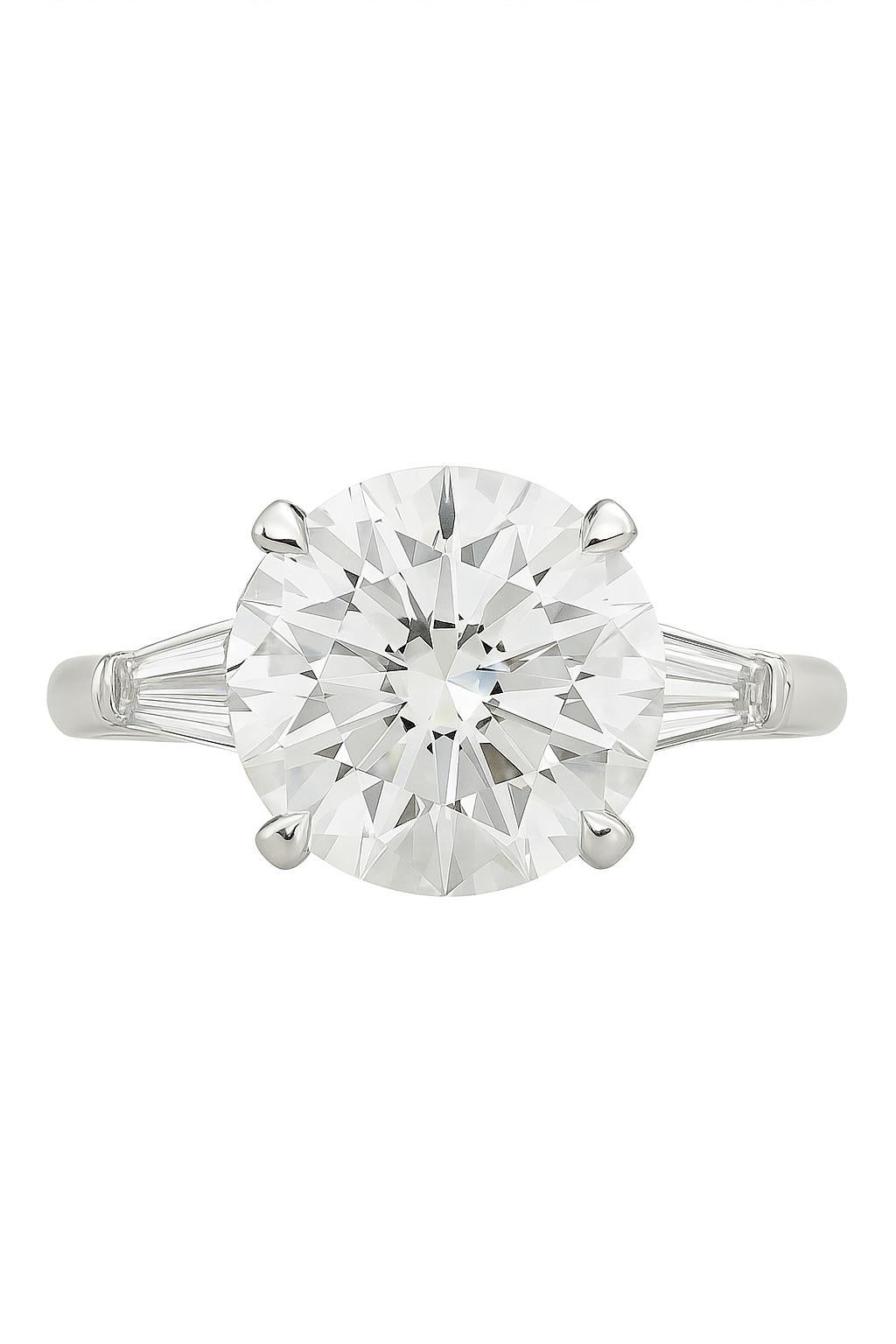 Tiffany & Co. Bague de fiançailles en platine 3.20 carats I/VS1 diamant rond brillant Excellent état - En vente à Chicago, IL