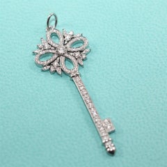 TIFFANY & Co. Platinum .34ct Diamond Victoria Key Pendant Medium
