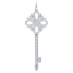 TIFFANY & Co. Platinum .34ct Diamond Victoria Key Pendant Medium