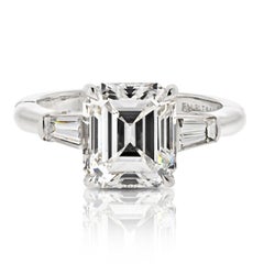 Tiffany & Co Platinum 3.56 Carat Emerald Cut Diamond GIA Engagement Ring