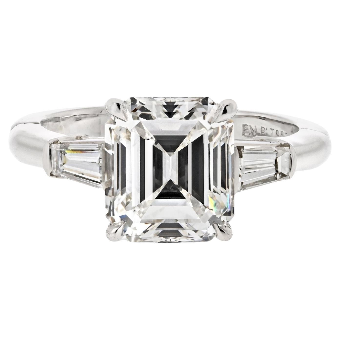 Tiffany & Co Platinum 3.56 Carat Emerald Cut Diamond GIA Engagement Ring
