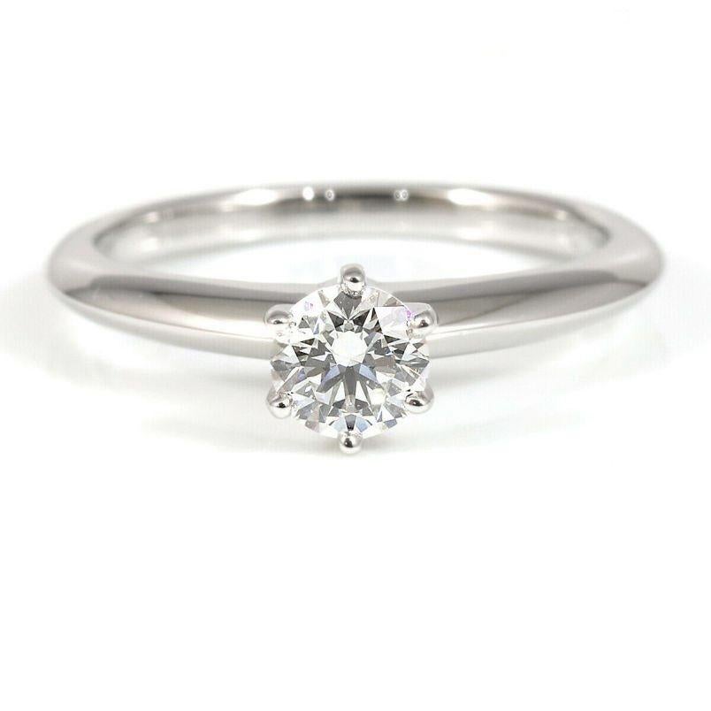 TIFFANY & Co. Platinum .35ct Diamond Engagement Ring 4 In Excellent Condition For Sale In Los Angeles, CA