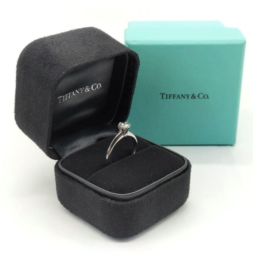 TIFFANY & Co. Platinum .35ct Diamond Engagement Ring 4 For Sale 1