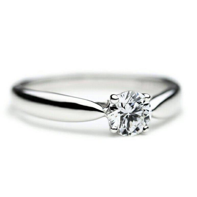 Round Cut TIFFANY & Co. Platinum .36ct Diamond Harmony Engagement Ring 6 with Certificate For Sale