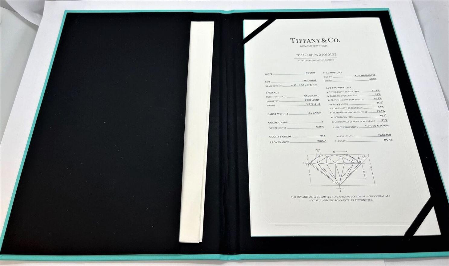 Women's TIFFANY & Co. Platinum .36ct Diamond Harmony Engagement Ring 6 with Certificate For Sale
