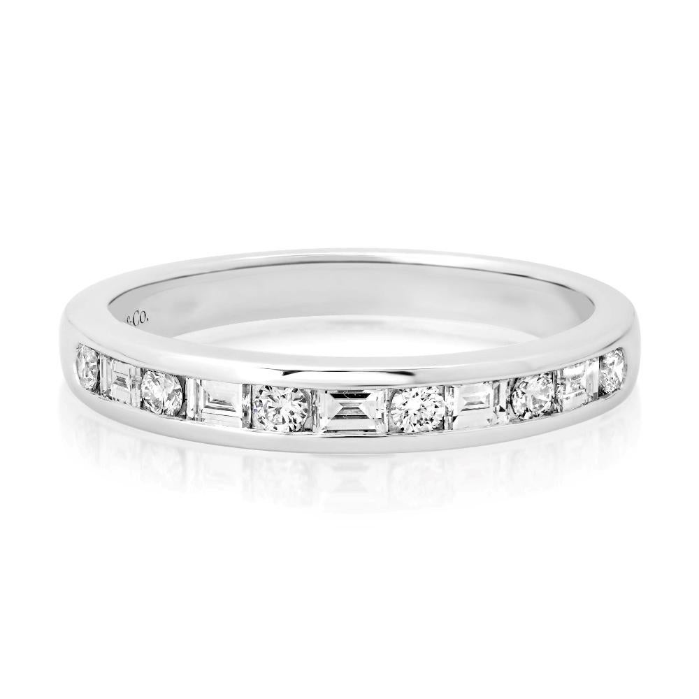 Round Cut TIFFANY & Co. Platinum 3.6mm Half Circle Round Baguette Diamond Band Ring 9.5 For Sale