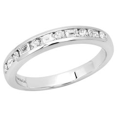 TIFFANY & Co. Platin 3,6 mm Halbkreis runder Baguette-Diamant-Ring 9,5