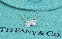TIFFANY & Co. Platinum .38ct Solitaire Diamond Earrings