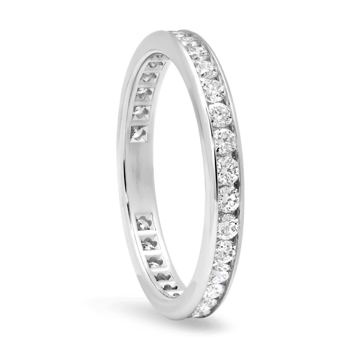 Round Cut TIFFANY & Co. Platinum 3mm Full Circle Diamond Wedding Band Ring 10.5 New For Sale