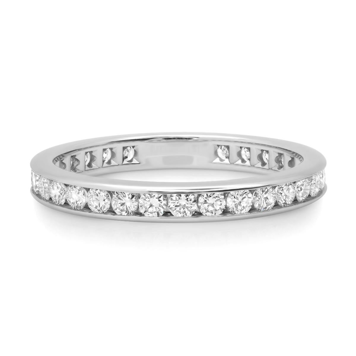 TIFFANY & Co. Platinum 3mm Full Circle Diamond Wedding Band Ring 10.5 New In New Condition For Sale In Los Angeles, CA