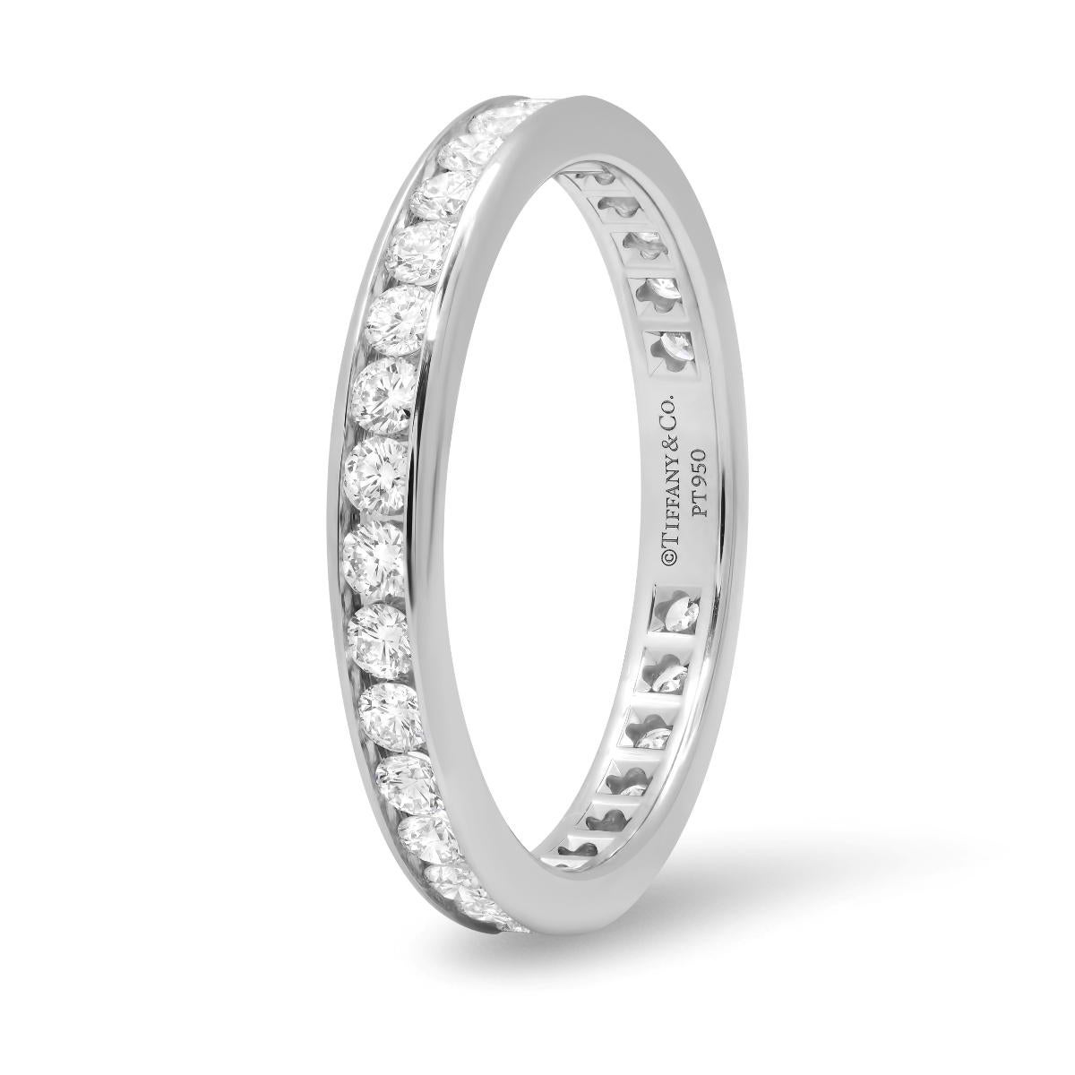 Women's or Men's TIFFANY & Co. Platinum 3mm Full Circle Diamond Wedding Band Ring 10.5 New For Sale