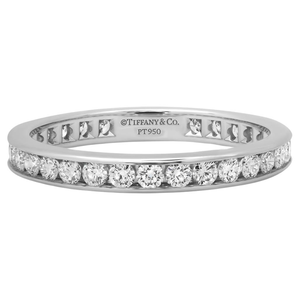 TIFFANY & Co. Anillo de boda de platino con diamantes en círculo completo de 3 mm 10,5 Nuevo