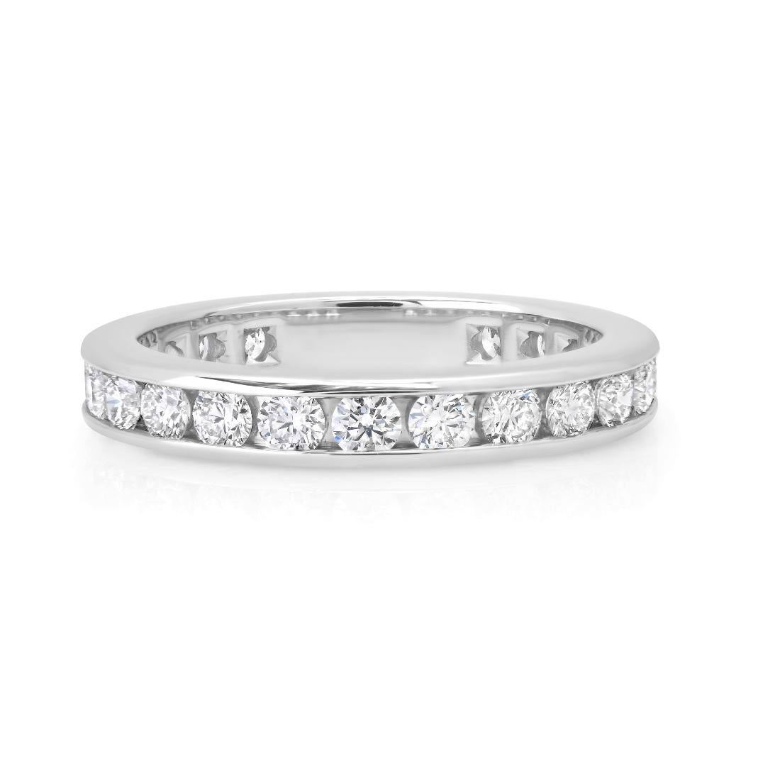 Taille ronde TIFFANY & Co. Anneau de mariage en platine 3mm avec diamant en forme de cercle complet 4.5 en vente