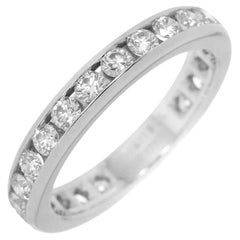 TIFFANY & Co. Platinum 3mm Full Circle Diamond Wedding Band Ring 4.5