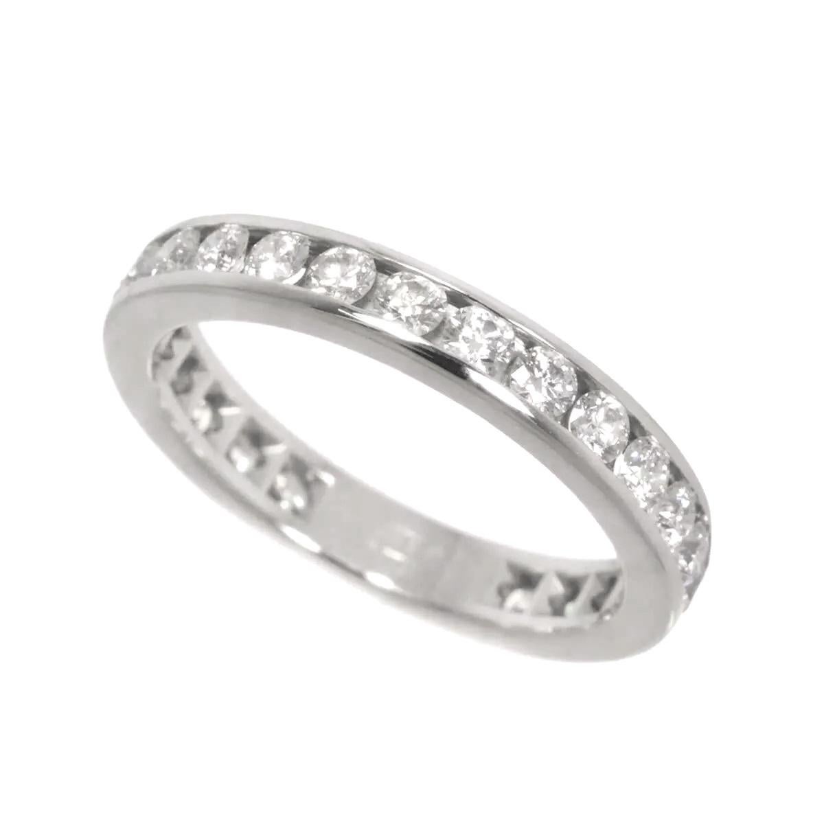 TIFFANY & Co. Platinum 3mm Full Circle Diamond Wedding Band Ring 5 In Excellent Condition For Sale In Los Angeles, CA
