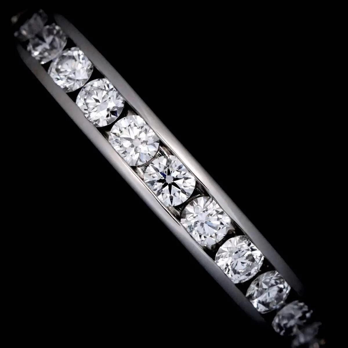 Women's TIFFANY & Co. Platinum 3mm Full Circle Diamond Wedding Band Ring 5 For Sale