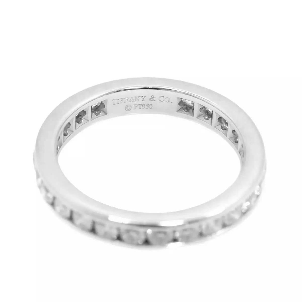 TIFFANY & Co. Platinum 3mm Full Circle Diamond Wedding Band Ring 5 For Sale 1