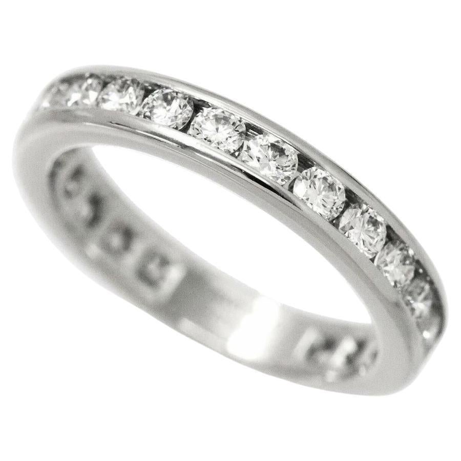 TIFFANY & Co. Platinum 3mm Full Circle Diamond Wedding Band Ring 6 For Sale