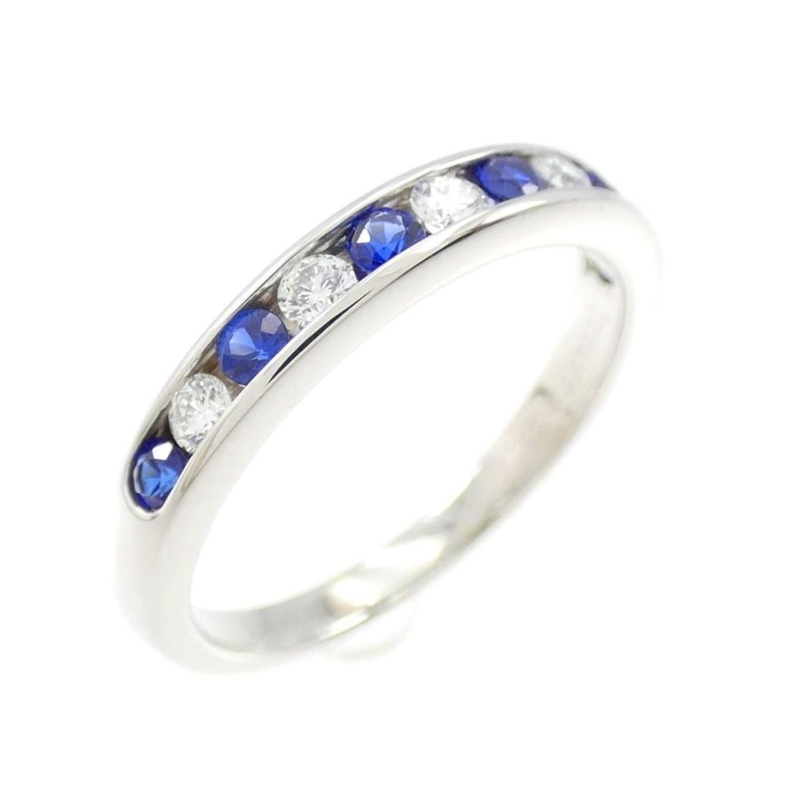 TIFFANY & Co. Platinum 3mm Half Circle Diamond Sapphire Band Ring 6.5

Metal: Platinum 
Size: 6.5
Band Width: 3mm 
Diamond: 5 round brilliant diamonds, total carat weight .17 
Sapphire: 6 round blue sapphires, total carat weight .27  
Hallmark:
