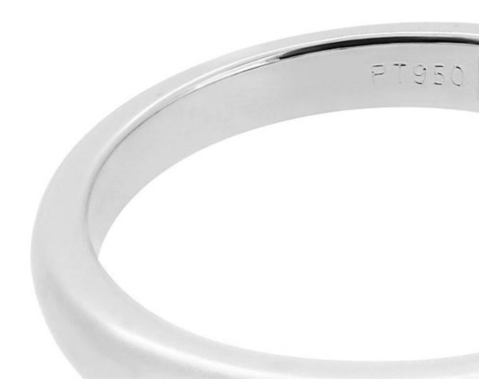 TIFFANY & Co. Platinum 3mm Half Circle Diamond Sapphire Band Ring 6.5 For Sale 2