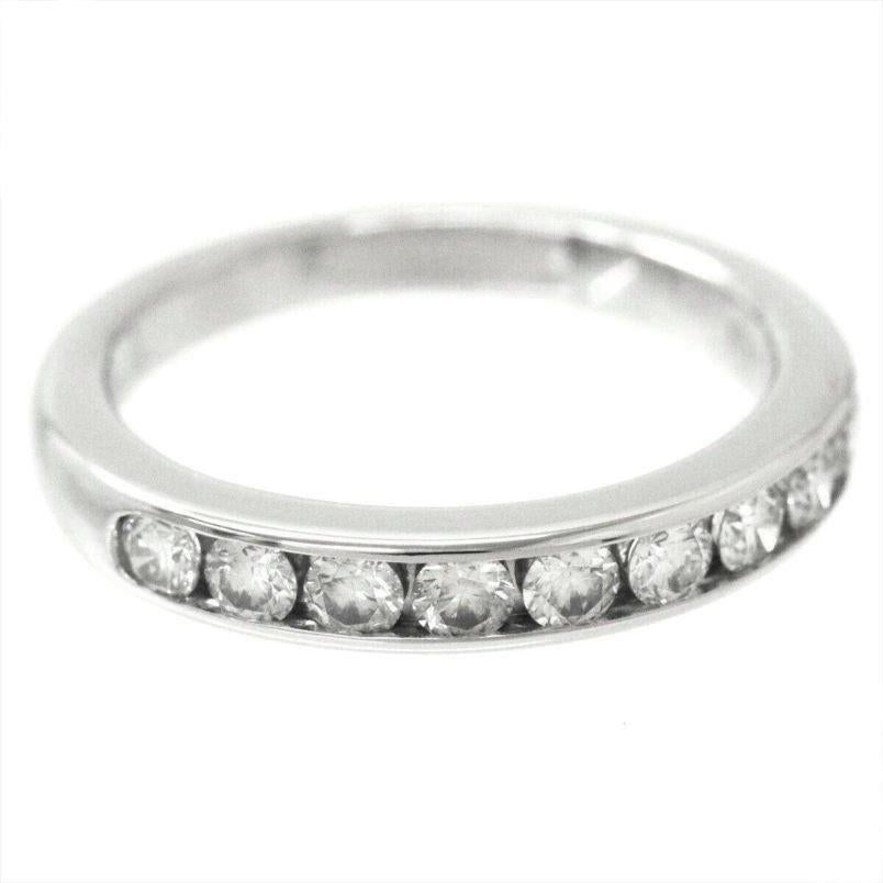 Round Cut TIFFANY & Co. Platinum 3mm Half Circle Diamond Wedding Band Ring 4 For Sale