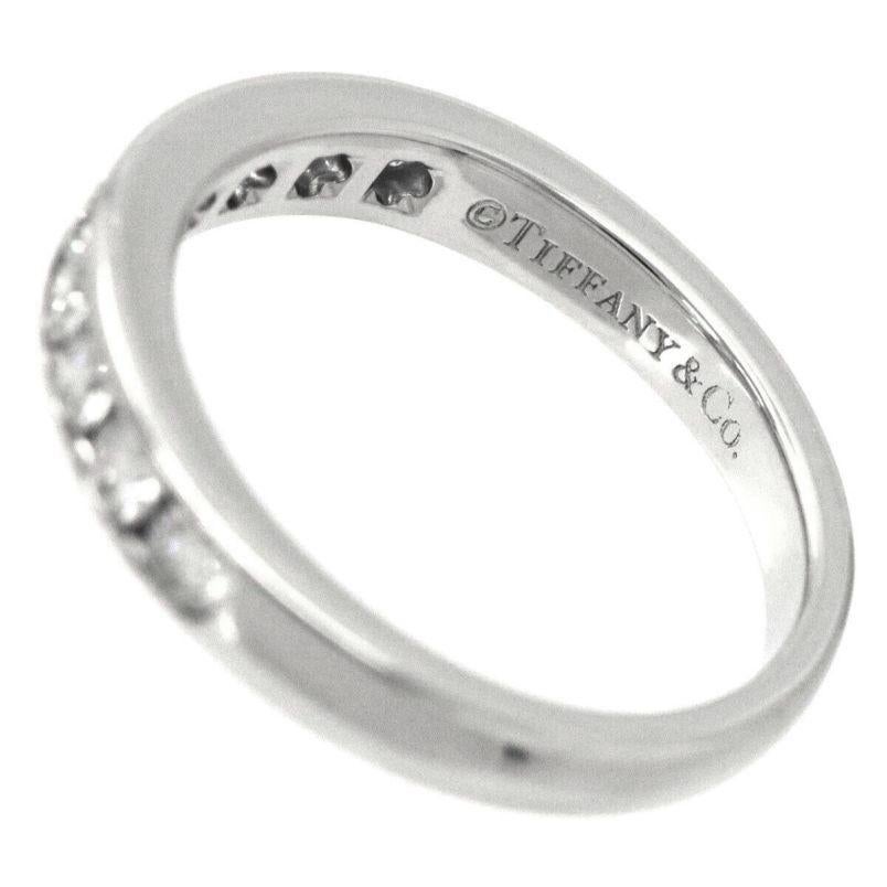 Women's TIFFANY & Co. Platinum 3mm Half Circle Diamond Wedding Band Ring 4 For Sale