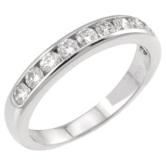 TIFFANY & Co. Fede nuziale in platino con diamanti a semicerchio da 3 mm, misura 4,75