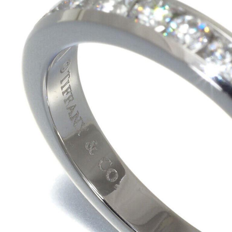 Women's TIFFANY & Co. Platinum 3mm Half Circle Diamond Wedding Band Ring 5.5 For Sale