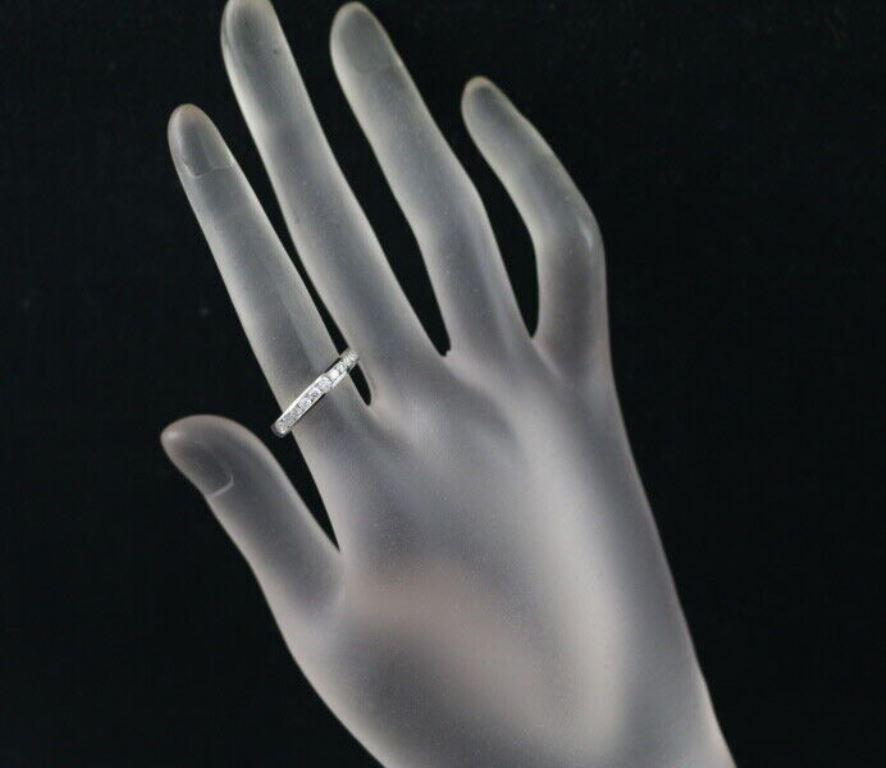 TIFFANY & Co. Platinum 3mm Half Circle Diamond Wedding Band Ring 5.5 For Sale 1