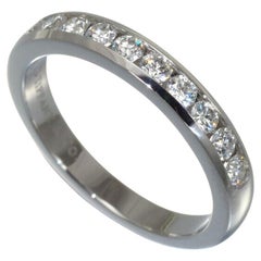 TIFFANY & Co. Platinum 3mm Half Circle Diamond Wedding Band Ring 5.5