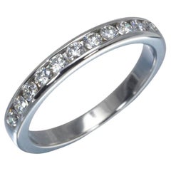 TIFFANY & Co. Platinum 3mm Half Circle Diamond Wedding Band Ring 5.5