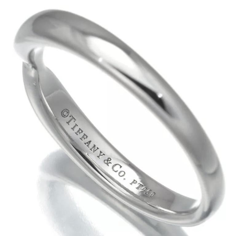 TIFFANY & Co. Platinum 3mm Harmony Wedding Band Ring 6 For Sale 1