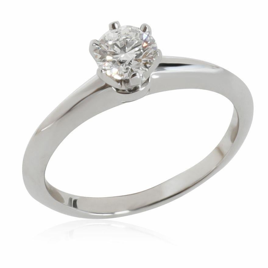 TIFFANY & Co. Platinum .40ct Diamond Engagement Ring 4.5

Metal: Platinum
Size: 4.5
Diamond: round brilliant diamond, carat total weight .40ct, G Color, VS1 Clarity
Hallmark: ©TIFFANY&Co. Pt950  69871755  D0.40ct
Condition: Excellent condition, like