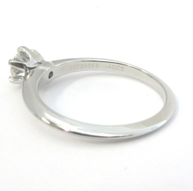 Round Cut Tiffany & Co. Platinum .40 Carat Diamond Engagement Ring For Sale