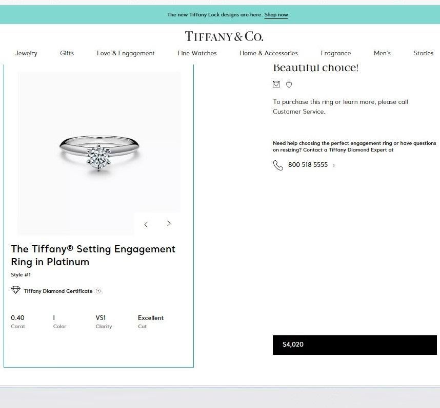 Tiffany & Co. Platinum .40 Carat Diamond Engagement Ring In Excellent Condition For Sale In Los Angeles, CA