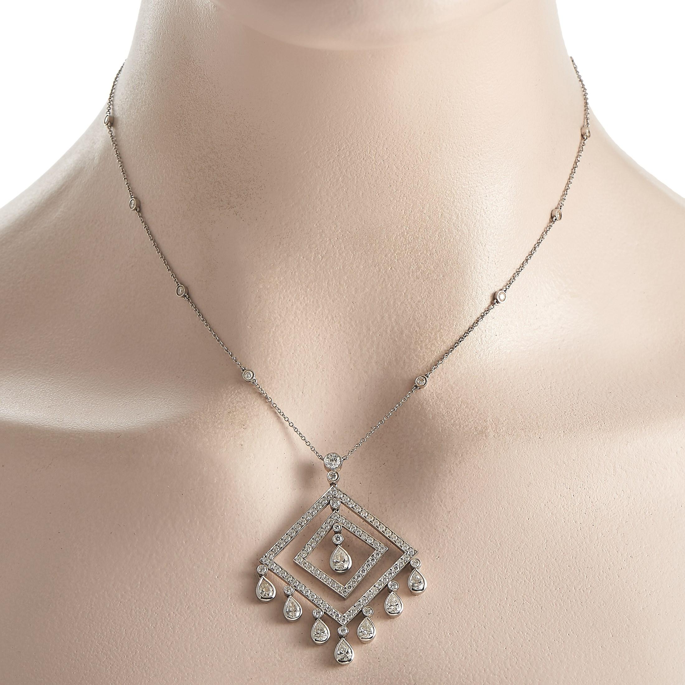 Tiffany & Co. Platin 4,00 Karat Diamant-Halskette (Rundschliff)