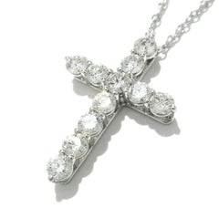 TIFFANY & Co. Platinum .42ct Diamond Cross Pendant Necklace