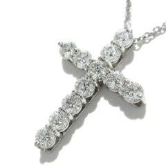 TIFFANY & Co. Platinum .42ct Diamond Cross Pendant Necklace