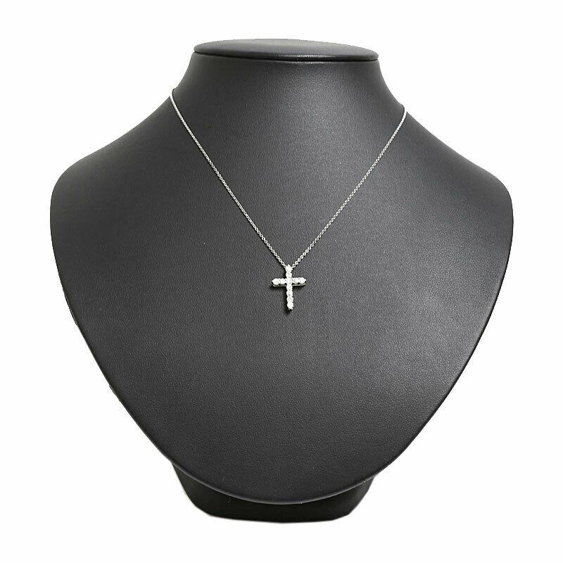 Women's TIFFANY & Co. Platinum .42ct Diamond Cross Pendant Necklace For Sale