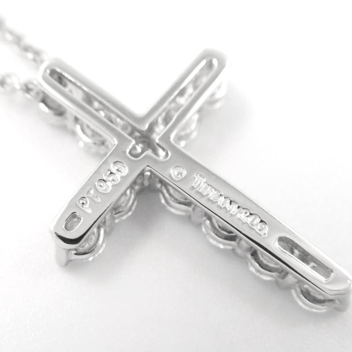 TIFFANY & Co. Platinum .42ct Diamond Cross Pendant Necklace For Sale 2