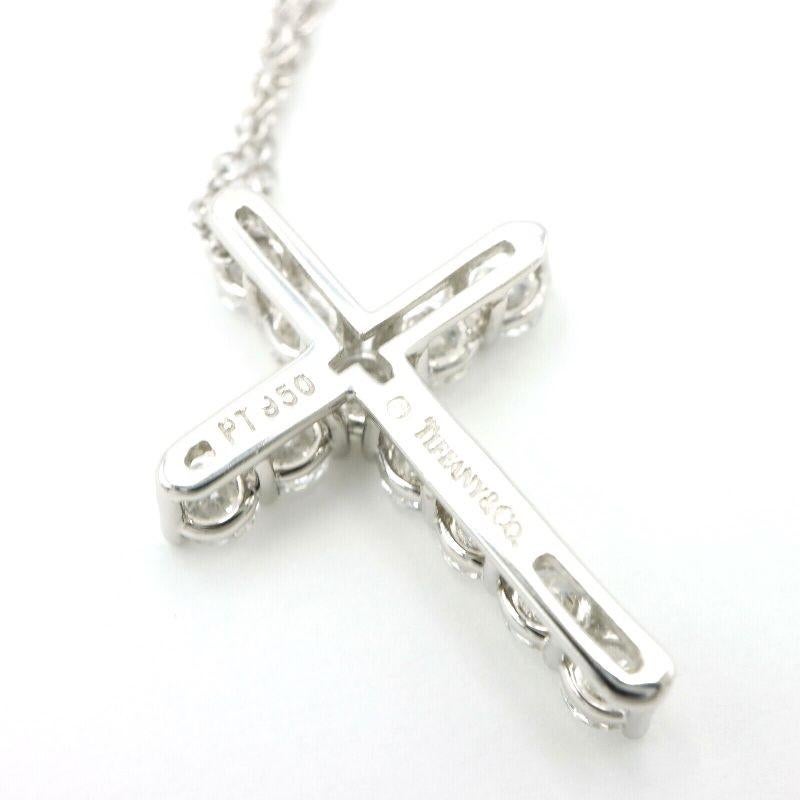 TIFFANY & Co. Platinum .42ct Diamond Cross Pendant Necklace  For Sale 2
