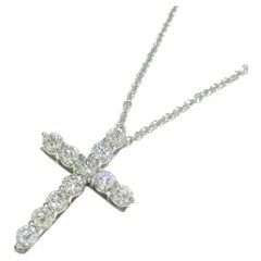 Tiffany & Co. Platinum .42 Carat Diamond Cross Pendant Necklace