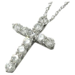 TIFFANY & Co. Platinum .42ct Diamond Cross Pendant Necklace 