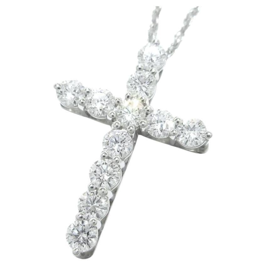 TIFFANY & Co. Platinum .42ct Diamond Cross Pendant Necklace  For Sale