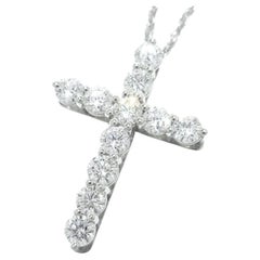 TIFFANY & Co. Platinum .42ct Diamond Cross Pendant Necklace 