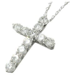 TIFFANY & Co. Platinum .42ct Diamond Cross Pendant Necklace